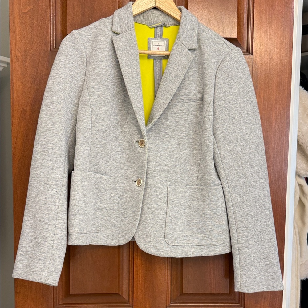 GAP The Academy Blazer in Gray with Chartreuse Lining & Accents